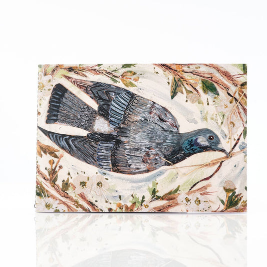 A5 landscape Pigeon in the blossom hand stitched notebook