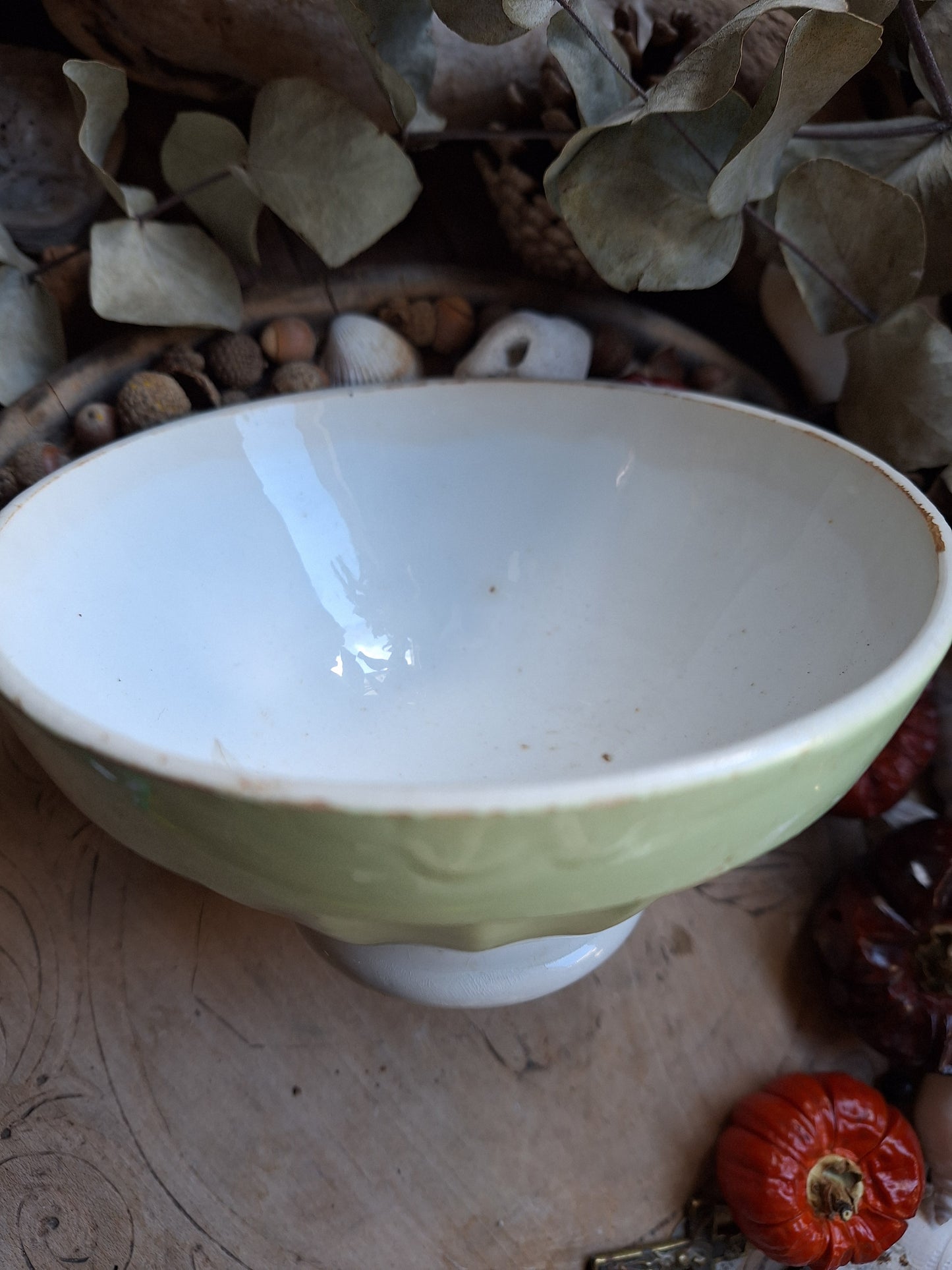 Pastel green vintage French café bowl