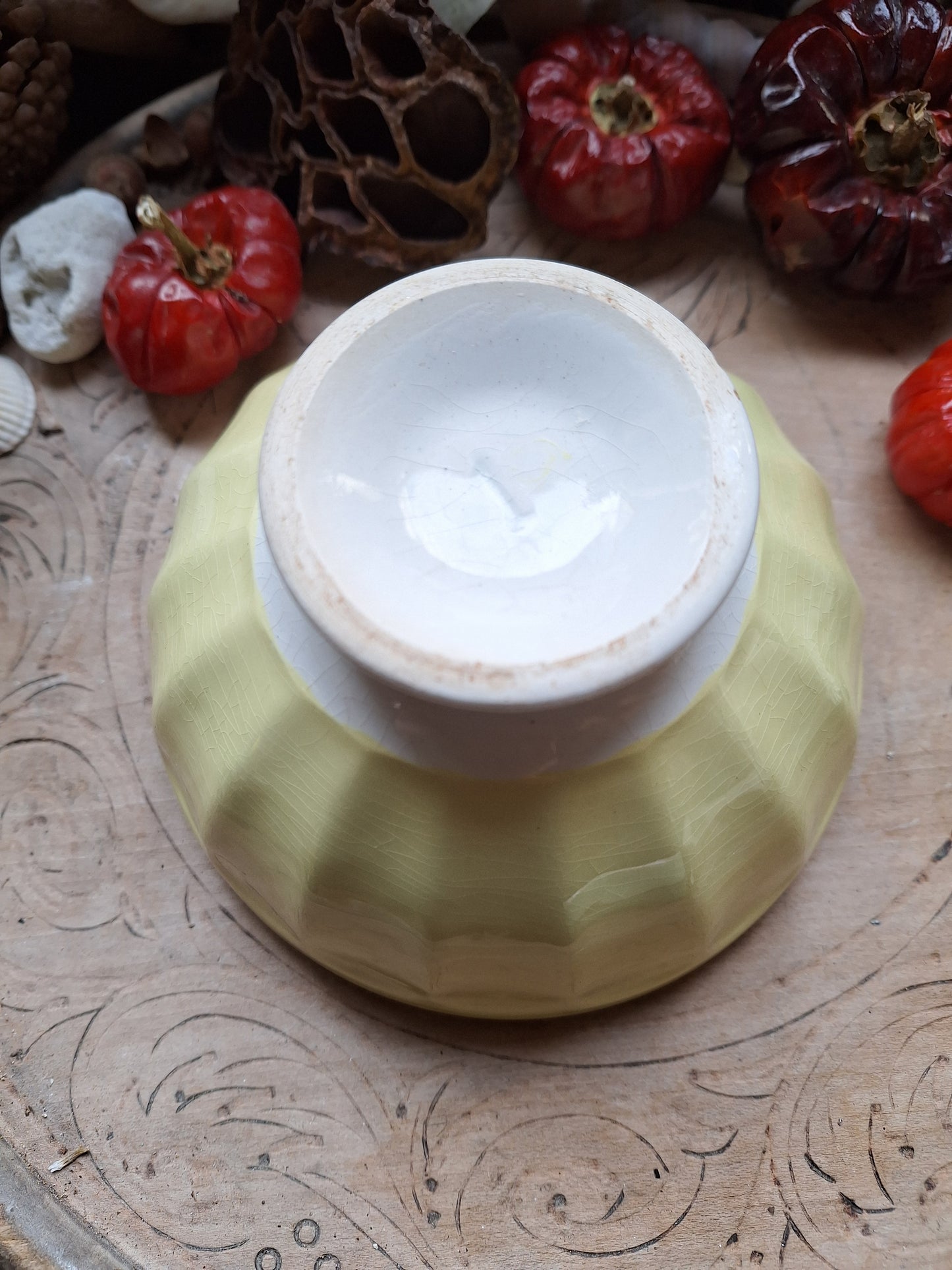 Pastel yellow vintage French café bowl