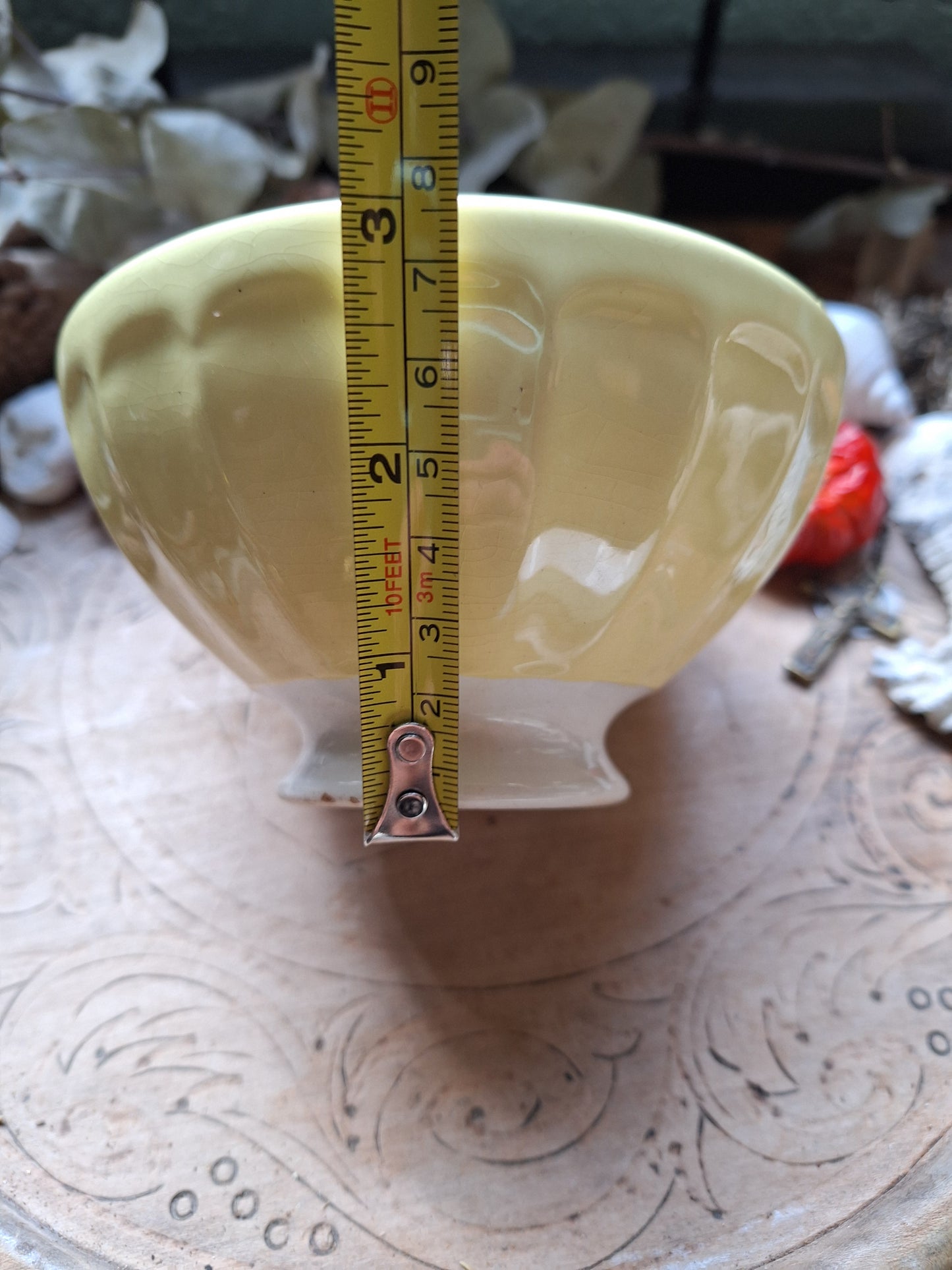 Pastel yellow vintage French café bowl