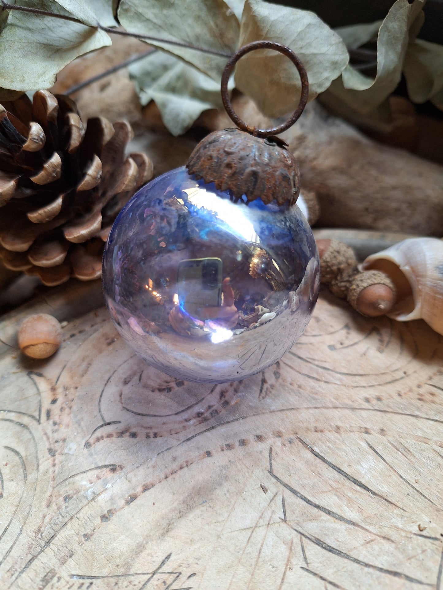 French Vintage purple glass bauble