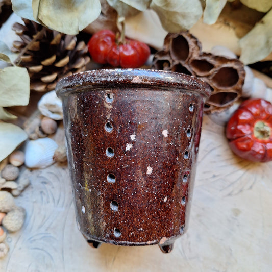 Vintage dark French cheese strainer