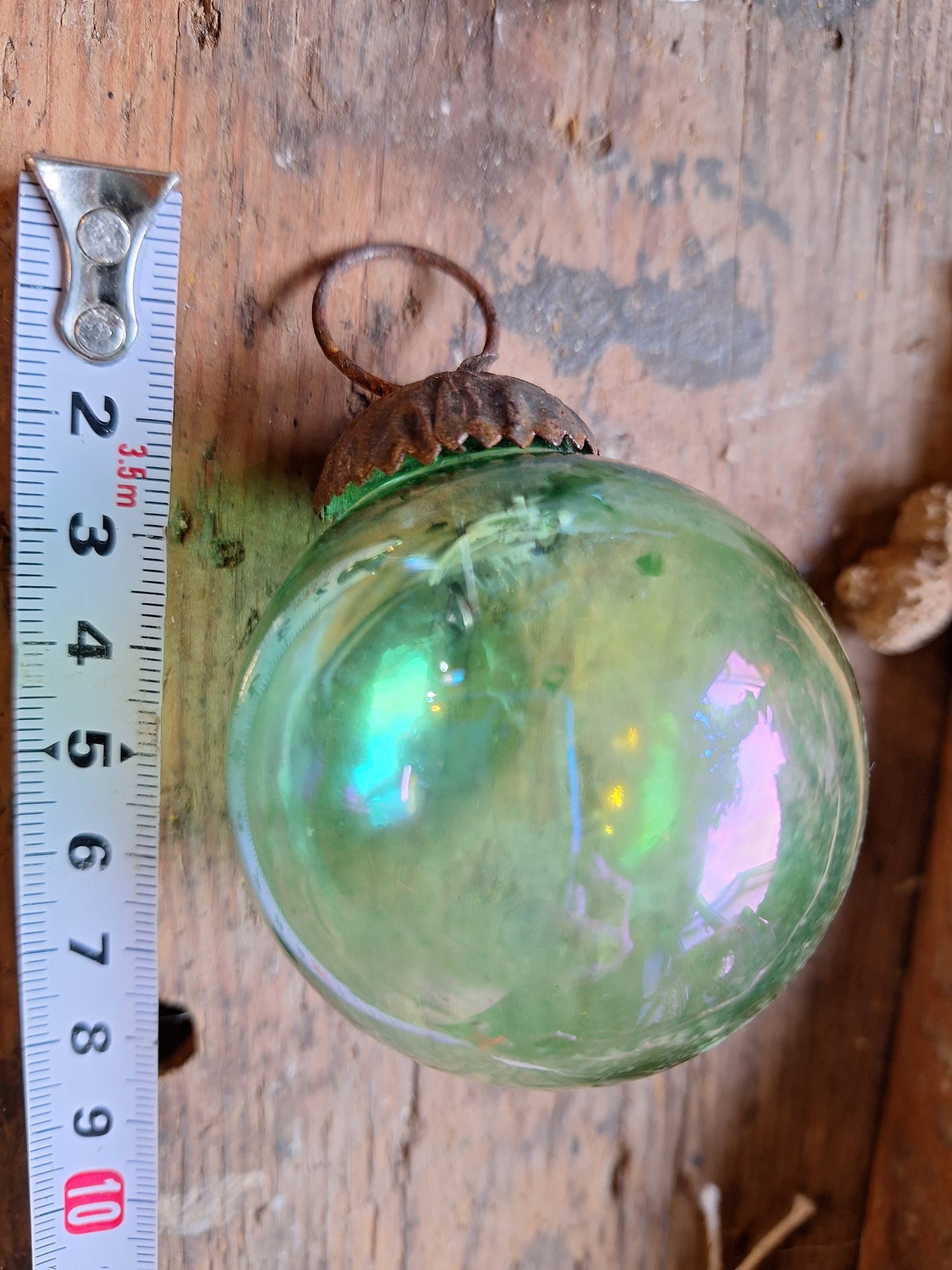 French Vintage green glass bauble