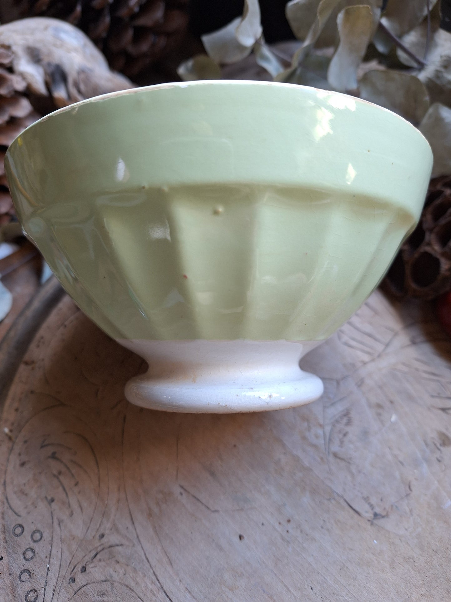 Pastel green vintage French café bowl