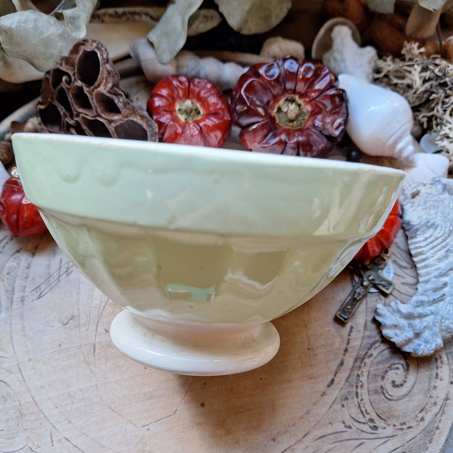 Pastel green vintage French café bowl