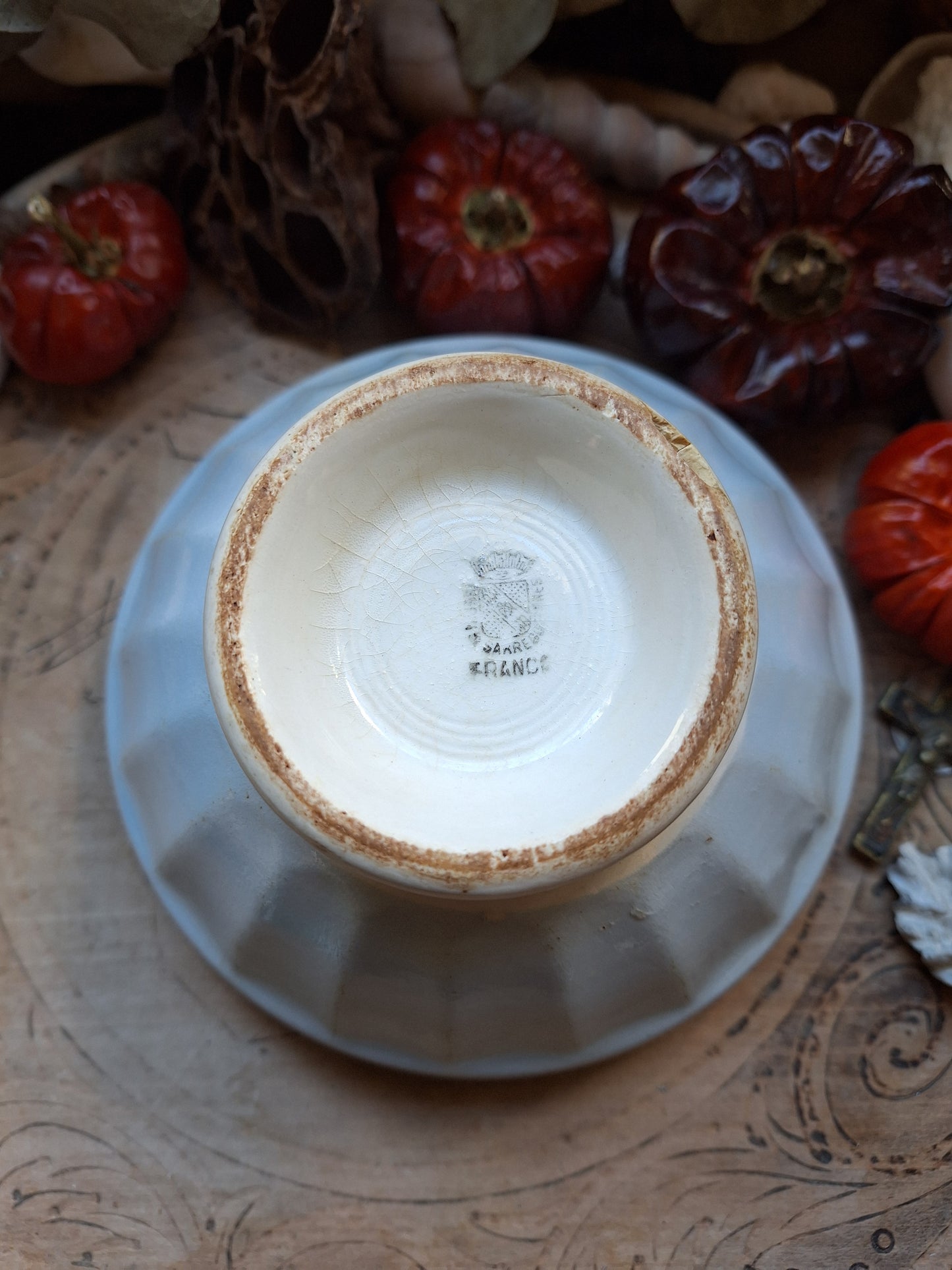 Pastel blue vintage French café bowl