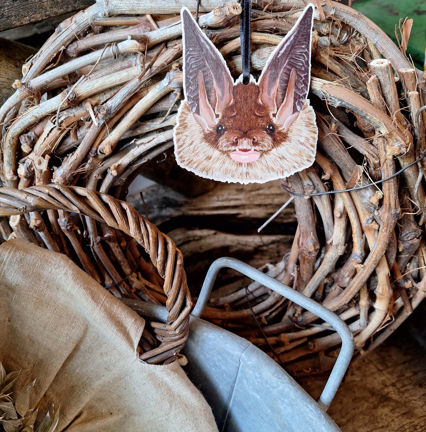 Long-eared Bat Wooden Decoration