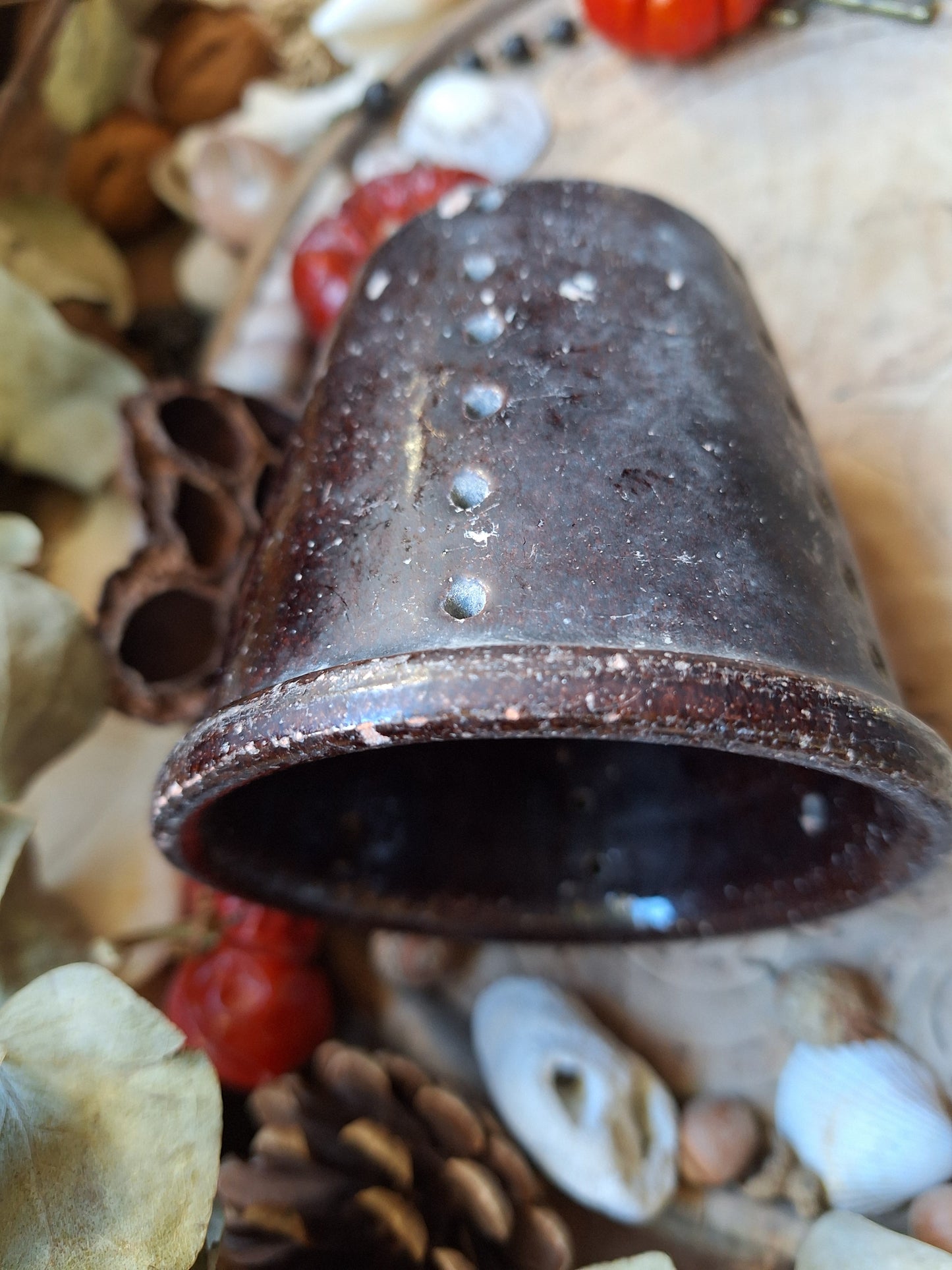 Vintage dark French cheese strainer